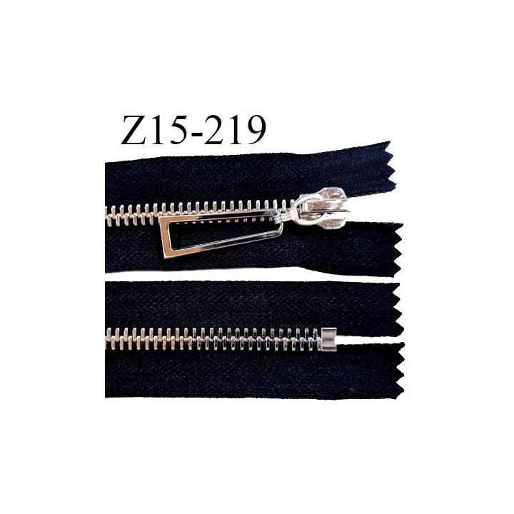 Fermeture zip 15 cm non séparable couleur noir longueur 15 cm largeur 4 cm glissière métal couleur argent prix à l'unité
