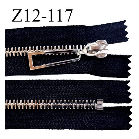 Fermeture zip 12 cm non séparable couleur noir longueur 12 cm largeur 4 cm glissière métal couleur argent prix à l'unité