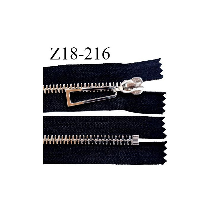 Fermeture zip 18 cm non séparable couleur noir longueur 18 cm largeur 4 cm glissière métal couleur argent prix à l'unité
