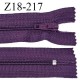 Fermeture zip 18 cm non séparable couleur aubergine largeur 2.7 cm zip nylon longueur 18 cm prix à l'unité