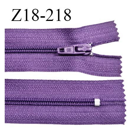 Fermeture zip 18 cm non séparable couleur violet largeur 2.7 cm zip nylon longueur 18 cm prix à l'unité