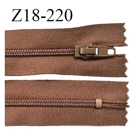 Fermeture zip 18 cm non séparable couleur marron clair largeur 2.7 cm zip nylon longueur 18 cm prix à l'unité