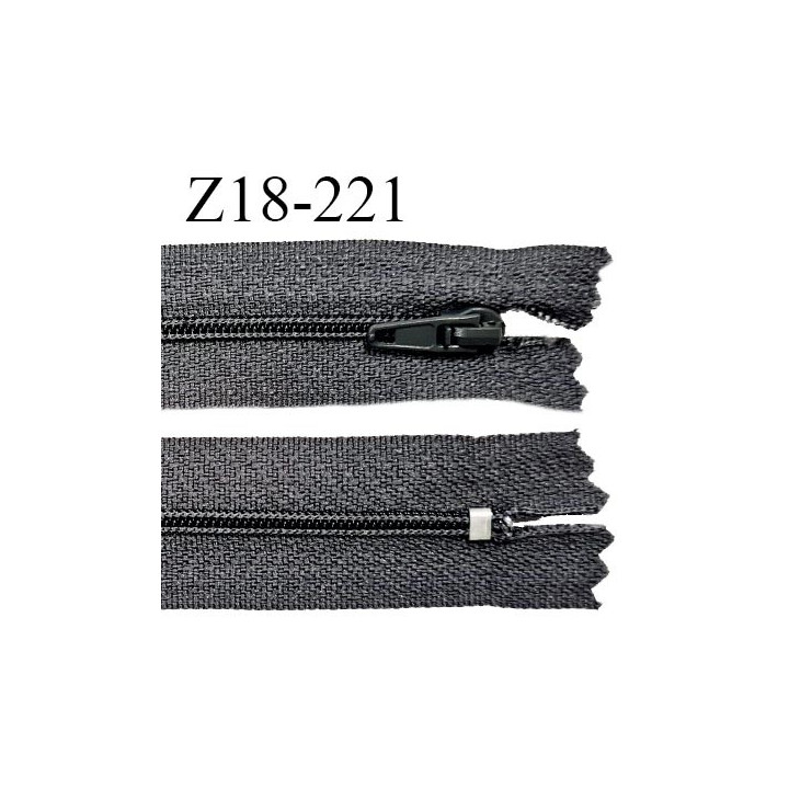 Fermeture zip 18 cm non séparable couleur gris largeur 2.7 cm zip nylon longueur 18 cm prix à l'unité