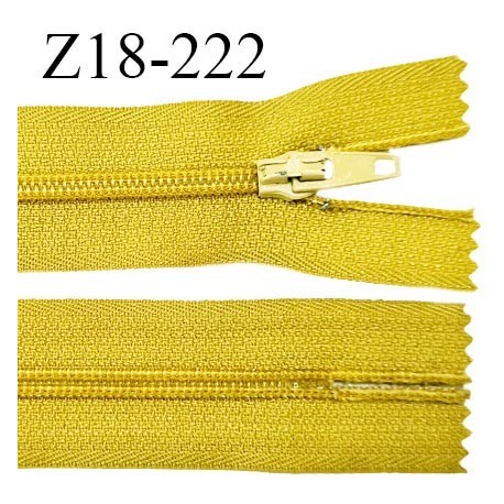 Fermeture zip 18 cm non séparable couleur vert caca d'oie largeur 2.7 cm zip nylon longueur 18 cm prix à l'unité
