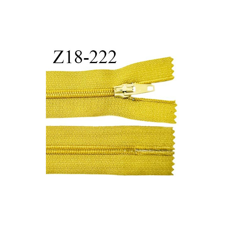 Fermeture zip 18 cm non séparable couleur vert caca d'oie largeur 2.7 cm zip nylon longueur 18 cm prix à l'unité