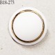 Bouton 18 mm très beau dôme en pvc composé de 3 éléments couleur blanc et or accroche avec un anneau épaisseur 11.5 mm