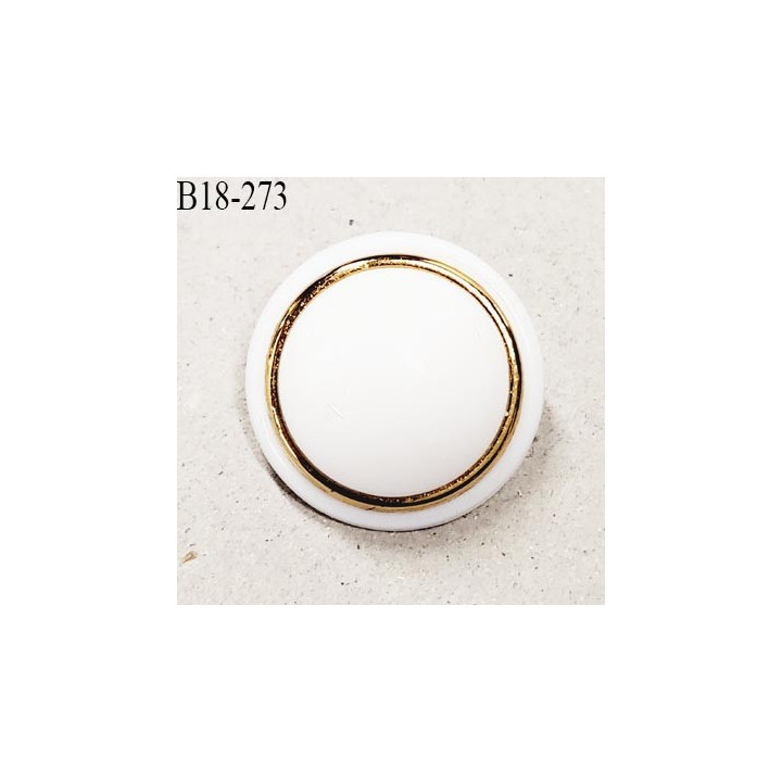 Bouton 18 mm très beau dôme en pvc composé de 3 éléments couleur blanc et or accroche avec un anneau épaisseur 11.5 mm