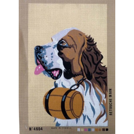 Canevas à broder 40 x 60 cm thème LE CHIEN LE SAINT BERNARD retouché main made in France