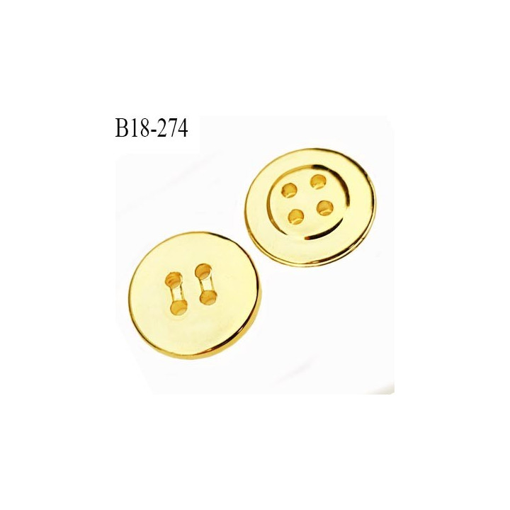 Bouton 18 mm en pvc couleur or doré brillant 4 trous diamètre 18 mm prix à la pièce