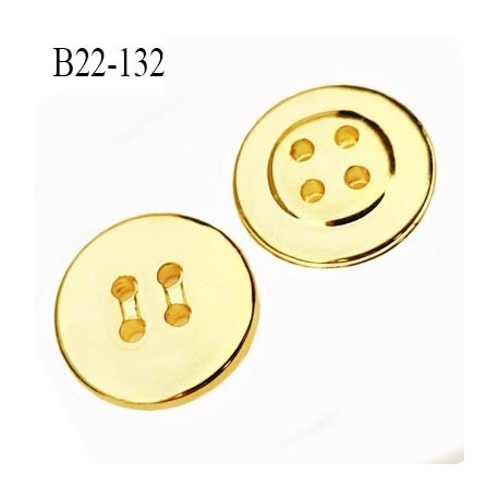 Bouton 22 mm en pvc couleur or doré brillant 4 trous diamètre 22 mm prix à la pièce