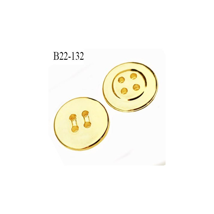 Bouton 22 mm en pvc couleur or doré brillant 4 trous diamètre 22 mm prix à la pièce