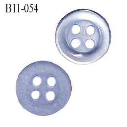 Bouton 11 mm en pvc 4 trous couleur bleu diamètre 11 mm épaisseur 2 mm prix à la pièce