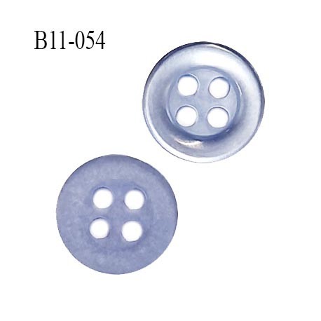 Bouton 11 mm en pvc 4 trous couleur bleu diamètre 11 mm épaisseur 2 mm prix à la pièce