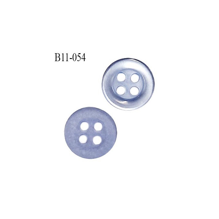 Bouton 11 mm en pvc 4 trous couleur bleu diamètre 11 mm épaisseur 2 mm prix à la pièce