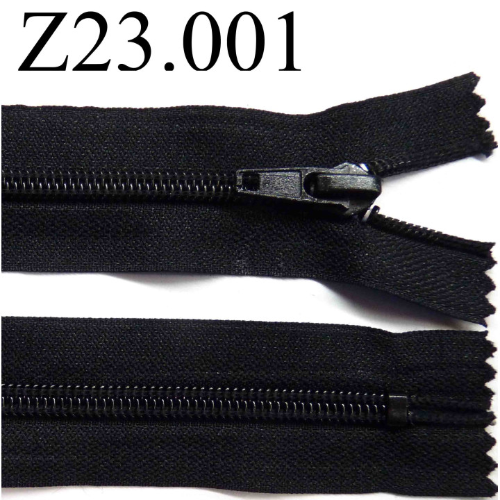 fermeture  éclair  longueur 23 cm couleur noir non séparable zip nylon largeur 3,2 cm largeur du zip 6 mm