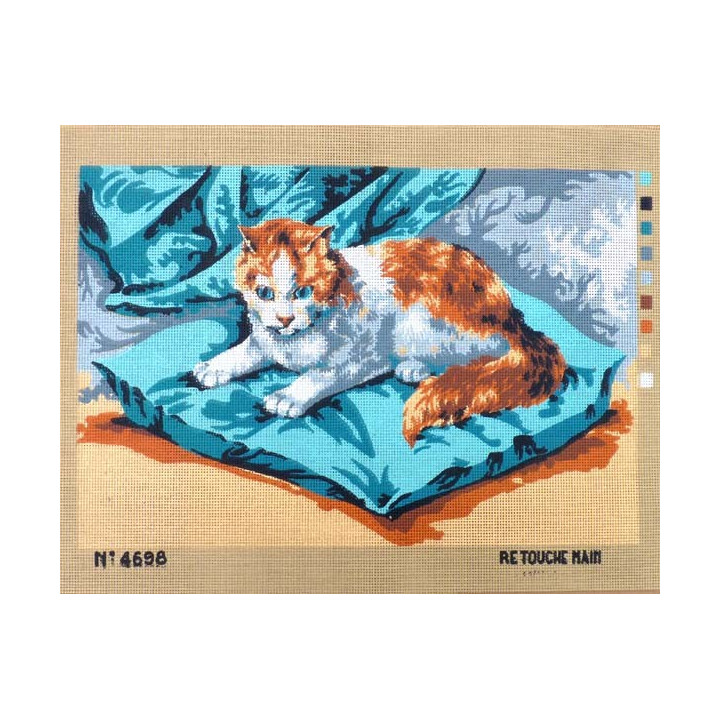 Canevas à broder 40 x 60 cm thème LE CHAT retouché à la main