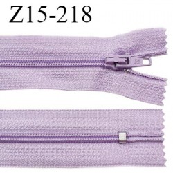 Fermeture zip 15 cm couleur lilas non séparable largeur 2.5 cm glissière nylon largeur 4 mm prix à l'unité