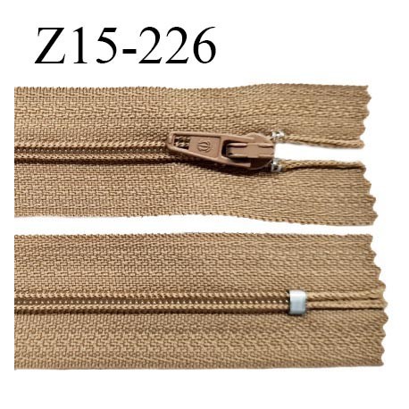 Fermeture zip 15 cm couleur beige non séparable largeur 2.5 cm glissière nylon largeur 4 mm longueur 15 cm prix à l'unité