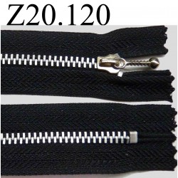 fermeture zip à glissière longueur 20 cm couleur noir non séparable zip métal alu largeur 2.8 cm largeur du zip 4 mm