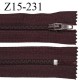 Fermeture zip 15 cm couleur prune non séparable largeur 2.5 cm glissière nylon largeur 4 mm longueur 15 cm prix à l'unité