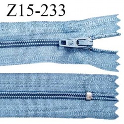 Fermeture zip 15 cm couleur bleu non séparable largeur 2.5 cm glissière nylon largeur 4 mm longueur 15 cm prix à l'unité