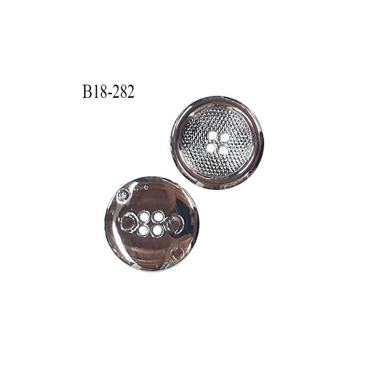 Bouton 18 mm en pvc 4 trous couleur chrome diamètre 18 mm épaisseur 5.5 mm prix à l'unité