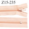 Fermeture zip 15 cm couleur saumon clair non séparable largeur 2.5 cm glissière nylon largeur 4 mm longueur 15 cm prix à l'unité
