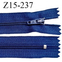 Fermeture zip 15 cm couleur bleu cobalt non séparable largeur 2.5 cm glissière nylon largeur 4 mm longueur 15 cm prix à l'unité
