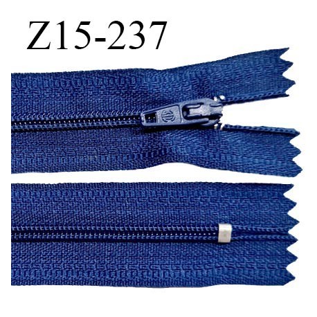 Fermeture zip 15 cm couleur bleu cobalt non séparable largeur 2.5 cm glissière nylon largeur 4 mm longueur 15 cm prix à l'unité