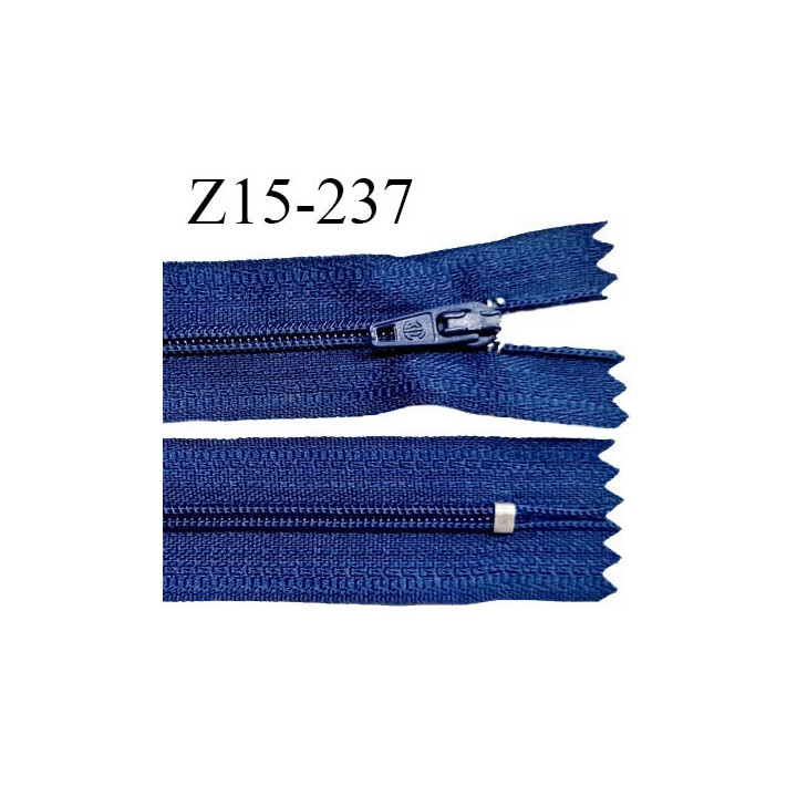 Fermeture zip 15 cm couleur bleu cobalt non séparable largeur 2.5 cm glissière nylon largeur 4 mm longueur 15 cm prix à l'unité
