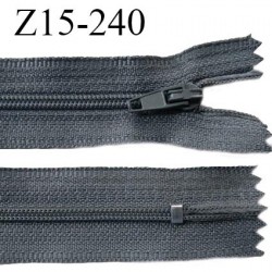 Fermeture zip 15 cm couleur gris non séparable largeur 2.5 cm glissière nylon largeur 4 mm longueur 15 cm prix à l'unité