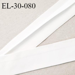 Elastique 30 mm spécial lingerie sport et caleçon haut de gamme blanc largeur 30 mm rebord pré plié prix au mètre