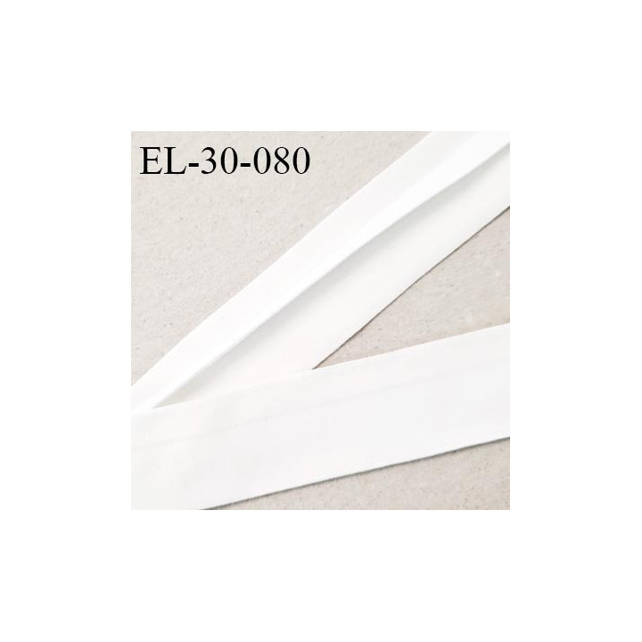Elastique 30 mm spécial lingerie sport et caleçon haut de gamme blanc largeur 30 mm rebord pré plié prix au mètre