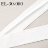 Elastique 30 mm spécial lingerie sport et caleçon haut de gamme blanc largeur 30 mm rebord pré plié prix au mètre