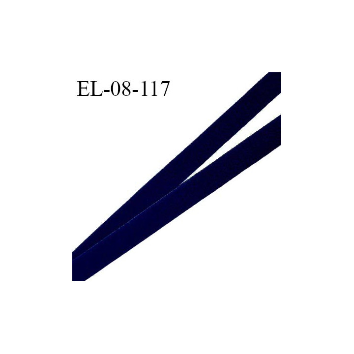 Elastique 8 mm lingerie haut de gamme fabriqué en France couleur bleu marine doux au toucher style velours prix au mètre