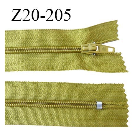 Fermeture zip 20 cm non séparable couleur caca d'oie glissière nylon invisible largeur 5 mm longueur 20 cm prix à l'unité