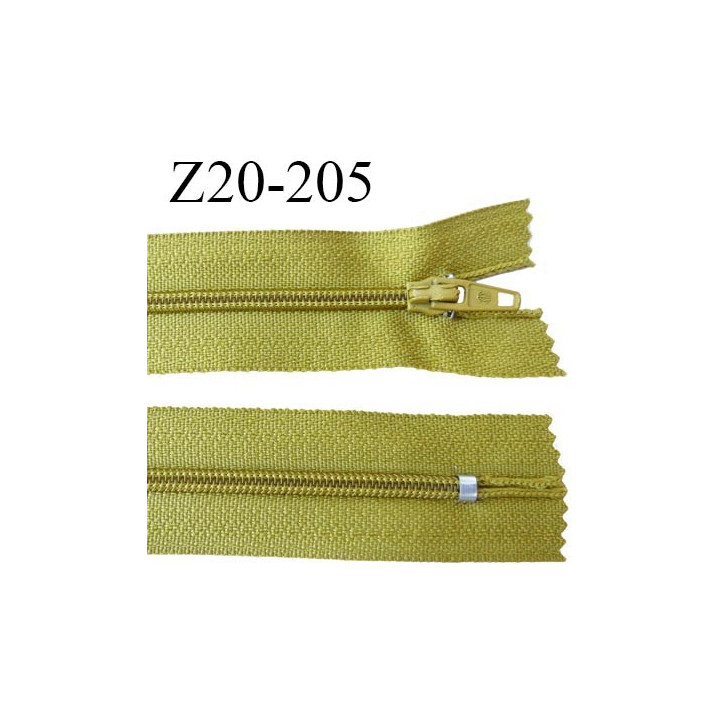 Fermeture zip 20 cm non séparable couleur caca d'oie glissière nylon invisible largeur 5 mm longueur 20 cm prix à l'unité