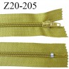Fermeture zip 20 cm non séparable couleur caca d'oie glissière nylon invisible largeur 5 mm longueur 20 cm prix à l'unité