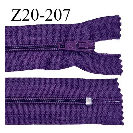 Fermeture zip 20 cm non séparable couleur violet indigo glissière nylon invisible largeur 5 mm longueur 20 cm prix à l'unité