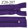 Fermeture zip 20 cm non séparable couleur violet indigo glissière nylon invisible largeur 5 mm longueur 20 cm prix à l'unité