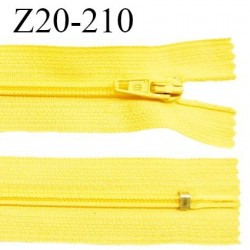 Fermeture zip 20 cm non séparable couleur jaune vif glissière nylon invisible largeur 5 mm longueur 20 cm prix à l'unité