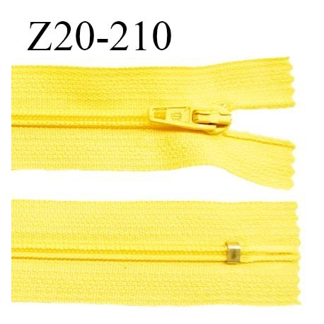 Fermeture zip 20 cm non séparable couleur jaune vif glissière nylon invisible largeur 5 mm longueur 20 cm prix à l'unité