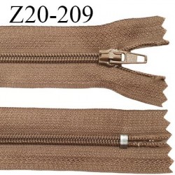 Fermeture zip 20 cm non séparable couleur marron glissière nylon invisible largeur 5 mm longueur 20 cm prix à l'unité