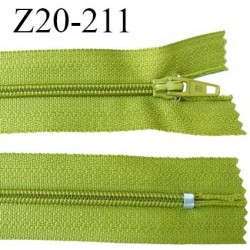 Fermeture zip 20 cm non séparable couleur vert glissière nylon largeur 5 mm longueur 20 cm prix à l'unité