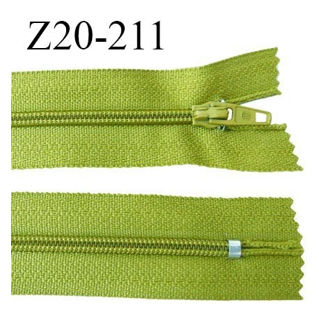 Fermeture zip 20 cm non séparable couleur vert glissière nylon invisible largeur 5 mm longueur 20 cm prix à l'unité