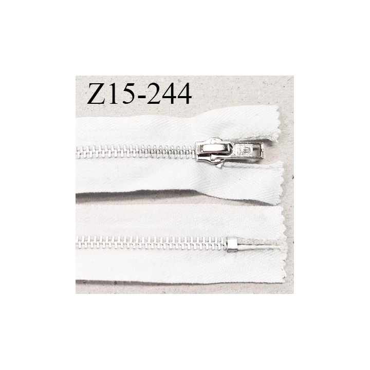 Fermeture zip 15 cm non séparable couleur blanc longueur 15 cm largeur 4 cm glissière métal couleur argent prix à l'unité