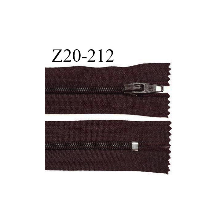 Fermeture zip 20 cm non séparable couleur prune foncé glissière nylon invisible largeur 5 mm longueur 20 cm prix à l'unité
