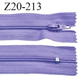 Fermeture zip 20 cm non séparable couleur lavande glissière nylon largeur 5 mm longueur 20 cm prix à l'unité