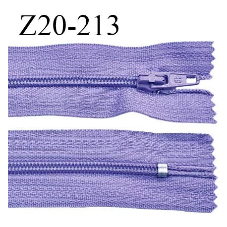 Fermeture zip 20 cm non séparable couleur lavande glissière nylon invisible largeur 5 mm longueur 20 cm prix à l'unité