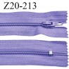 Fermeture zip 20 cm non séparable couleur lavande glissière nylon invisible largeur 5 mm longueur 20 cm prix à l'unité